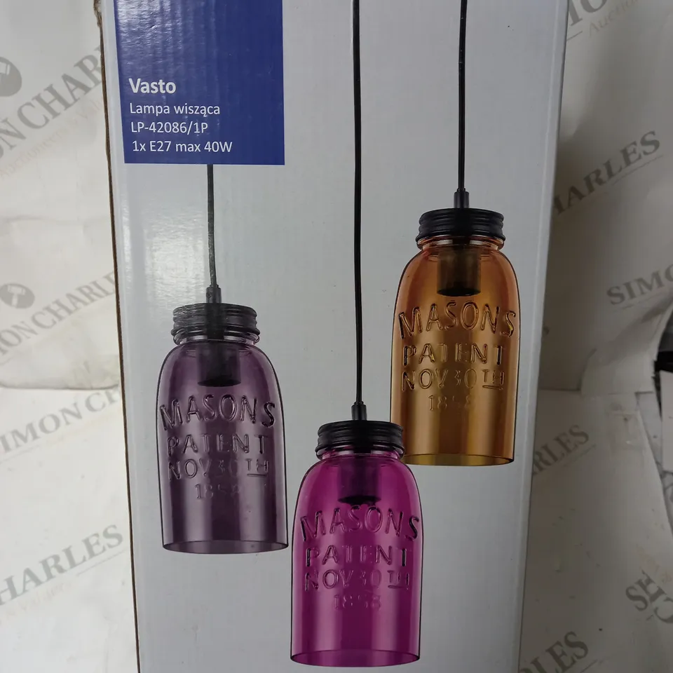 BOXED HOKKU DESIGNS VASTO 1 LIGHT MINI PENDANT SHADE COLOUR PURPLE