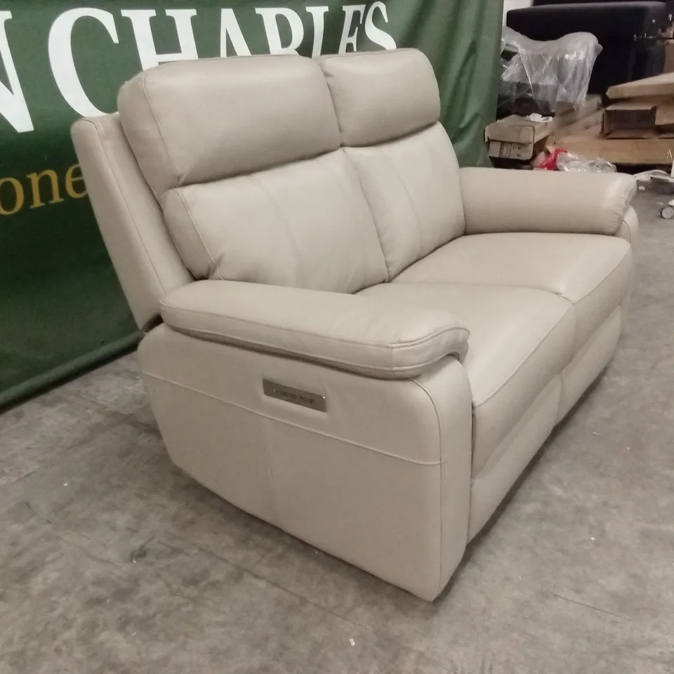 QUALITY DESIGNER QUALITY DESIGNER 2 SEATER LEATHER ELECTRIC RECLINER SOFA - TAUPE