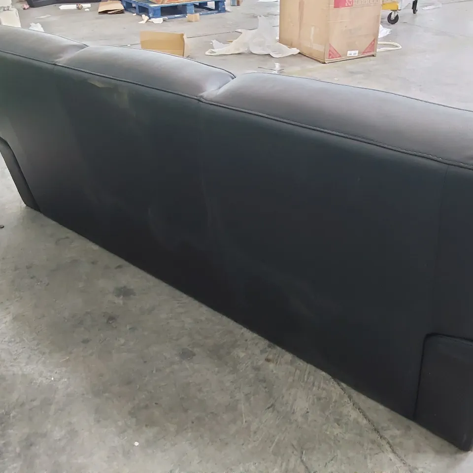 DESIGNER THREE SEATER SOFA BLACK LEATHER 