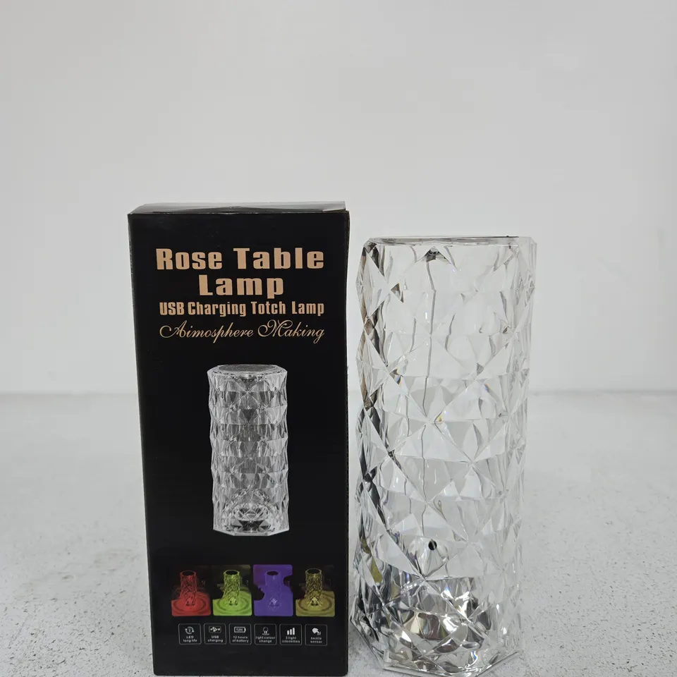 ROSE TABLE LAMP – CRYSTAL FACETED USB-CHARGING LAMP (BOXED)