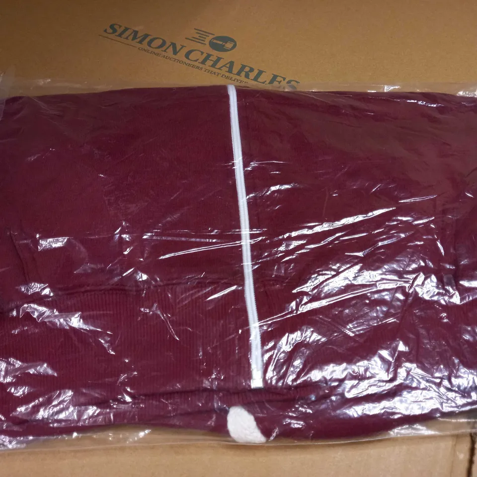 PACKAGED DESIGNER BURGUNDY ZIPPED THROUGH HOODIE - XL