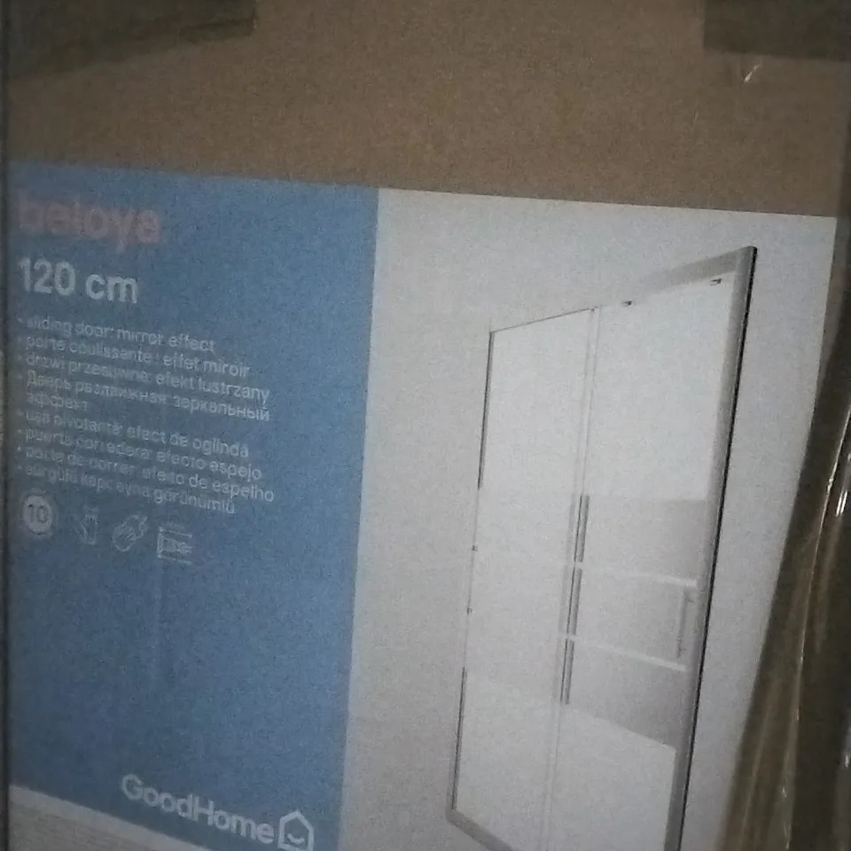 BOXED 120CM BELOYA SLIDING DOOR WITH MIRROR EFFECT 