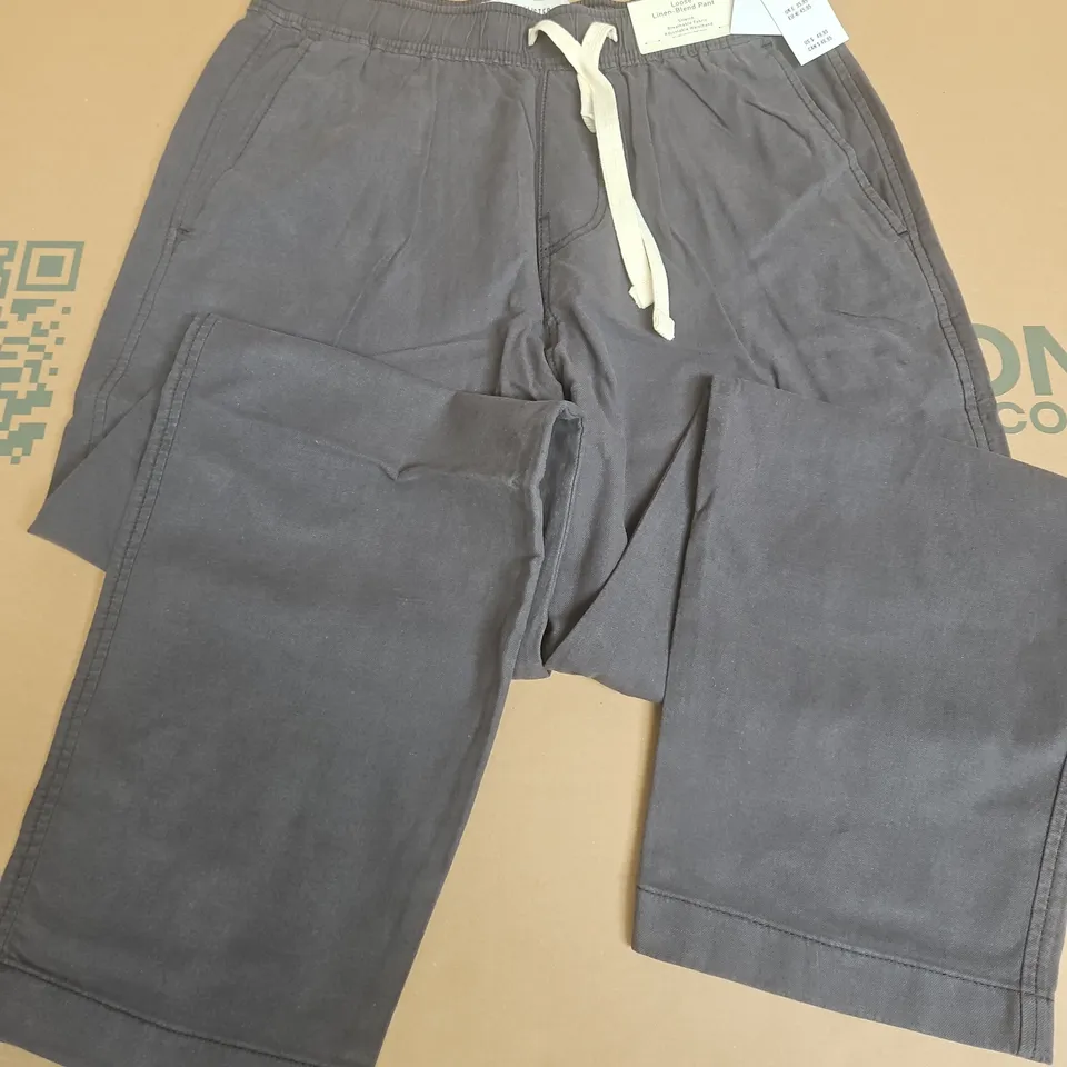 HOLLISTER LOOSE LINEN BLEND PANTS IN GREY - SMALL