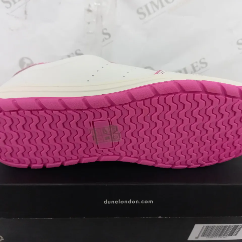 BOXED PAIR OF DUNE TRAINERS IN PINK/WHITE UK SIZE 7