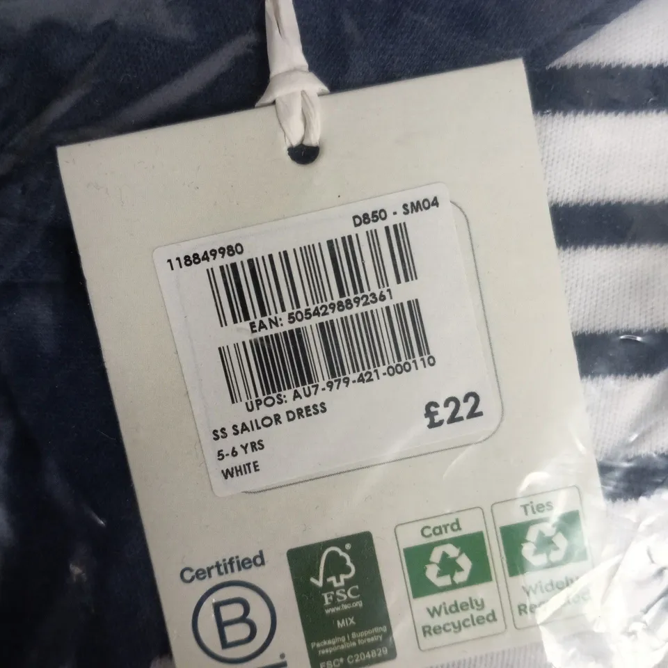 BAGGED JOJO SAILOR DRESS – STRIPED NAVY & WHITE, 5-6 YEARS (GIRLS)