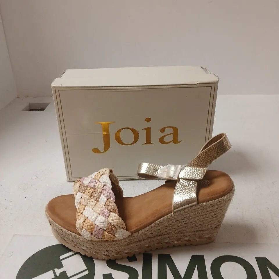 JOIA WOMEN'S ESPADRILLE WEDGE SANDALS – BEIGE BRAIDED STRAPS - EUR 38