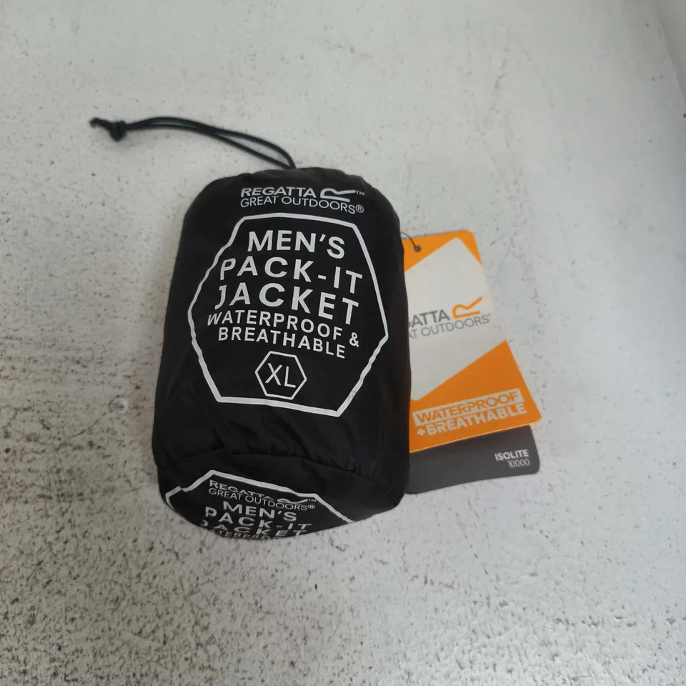 REGATTA MENS PACK-IT JACKET IN BLACK - XL