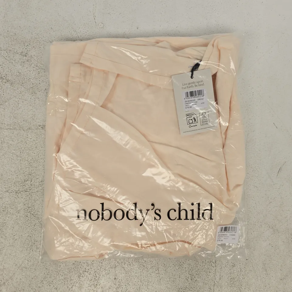 BAGGED NOBODY'S CHILD DAPHNE TROUSERS IN CREAM SIZE UK 12