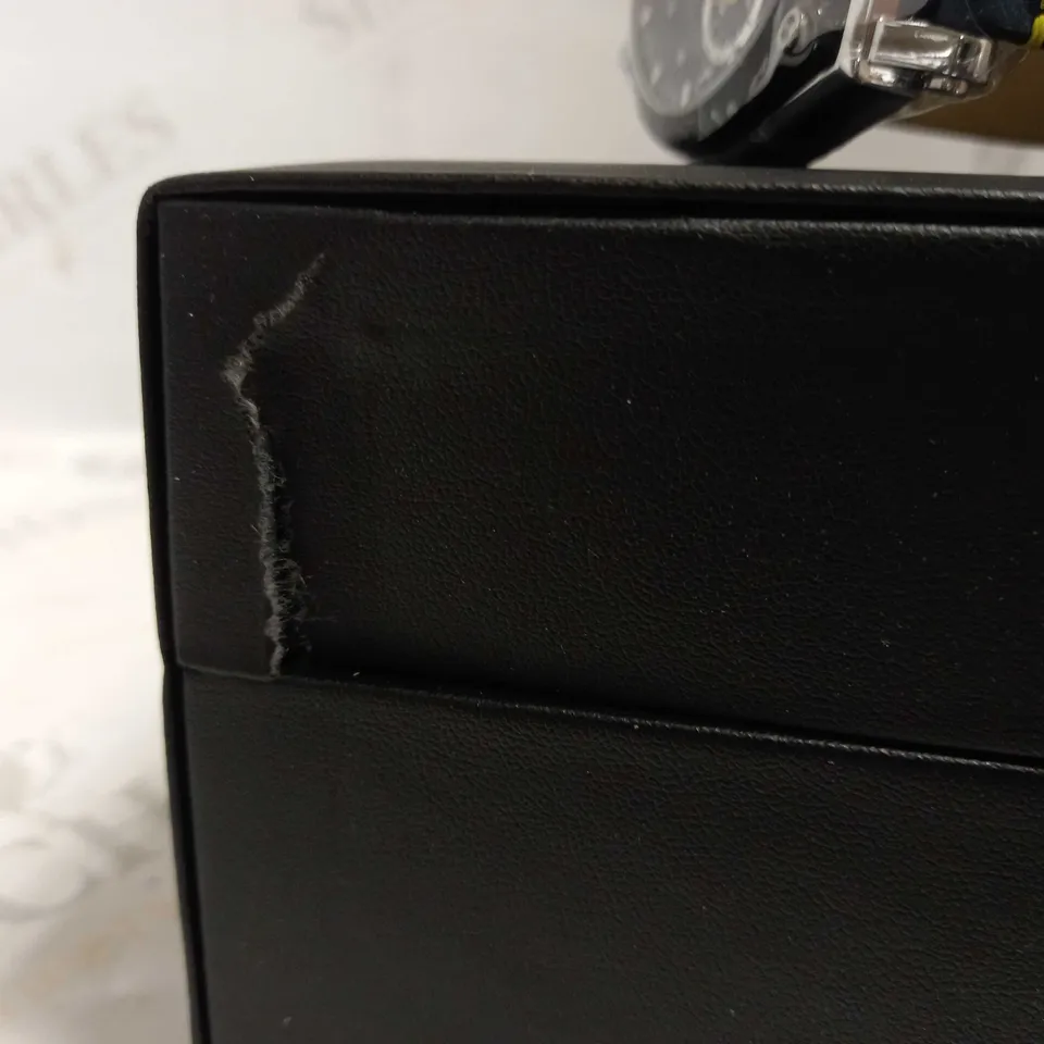 LATOR CALIBRE BLUE & YELLOW DIAL SUEDE LEATHER STRAP WATCH RRP £635