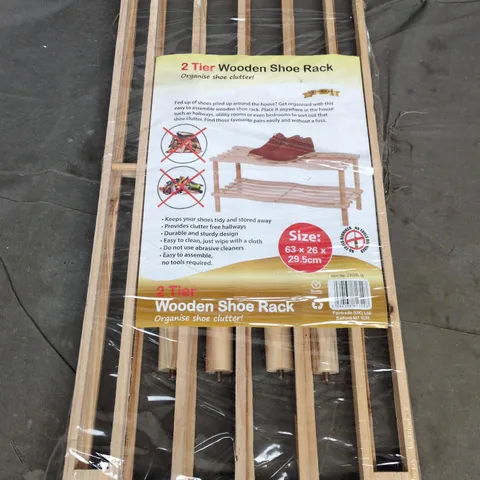 2-TIER WOODEN SHOE RACK – FLAT-PACK