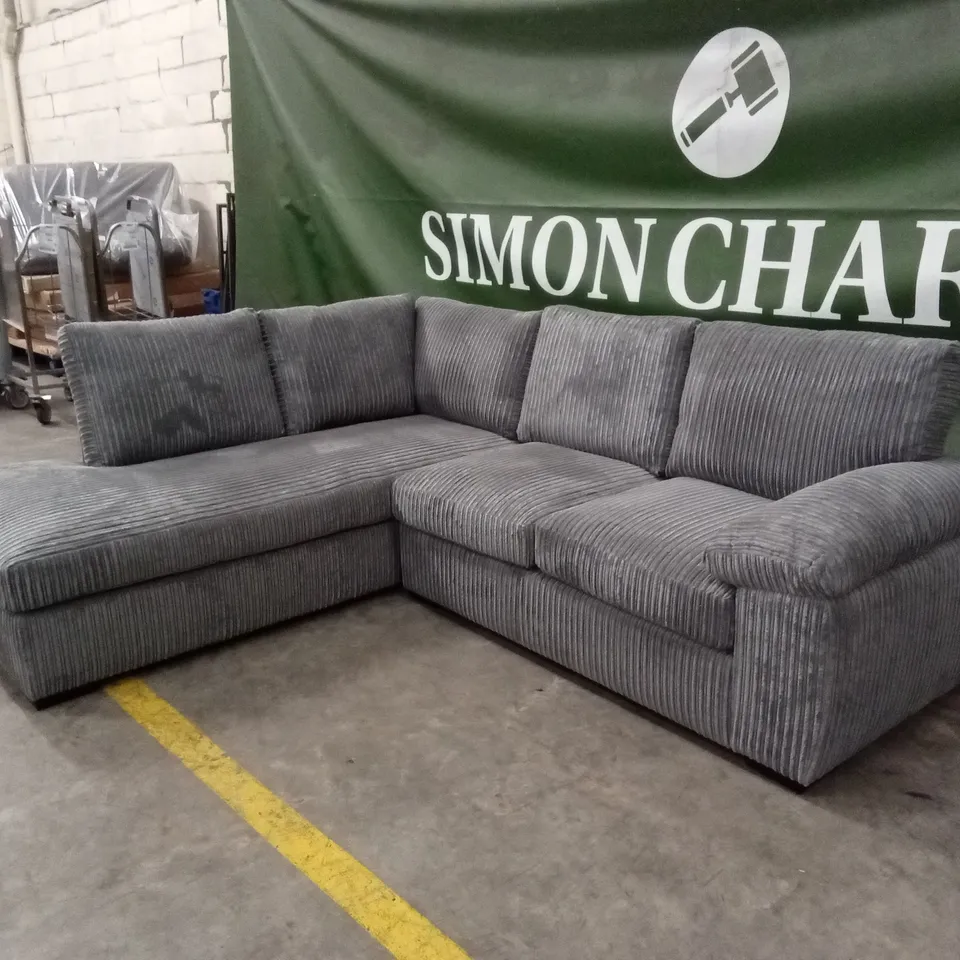 AMALFI STANDARD BACK FABRIC LEFT HAND CORNER CHAISE SOFA - CHARCOAL RRP £949