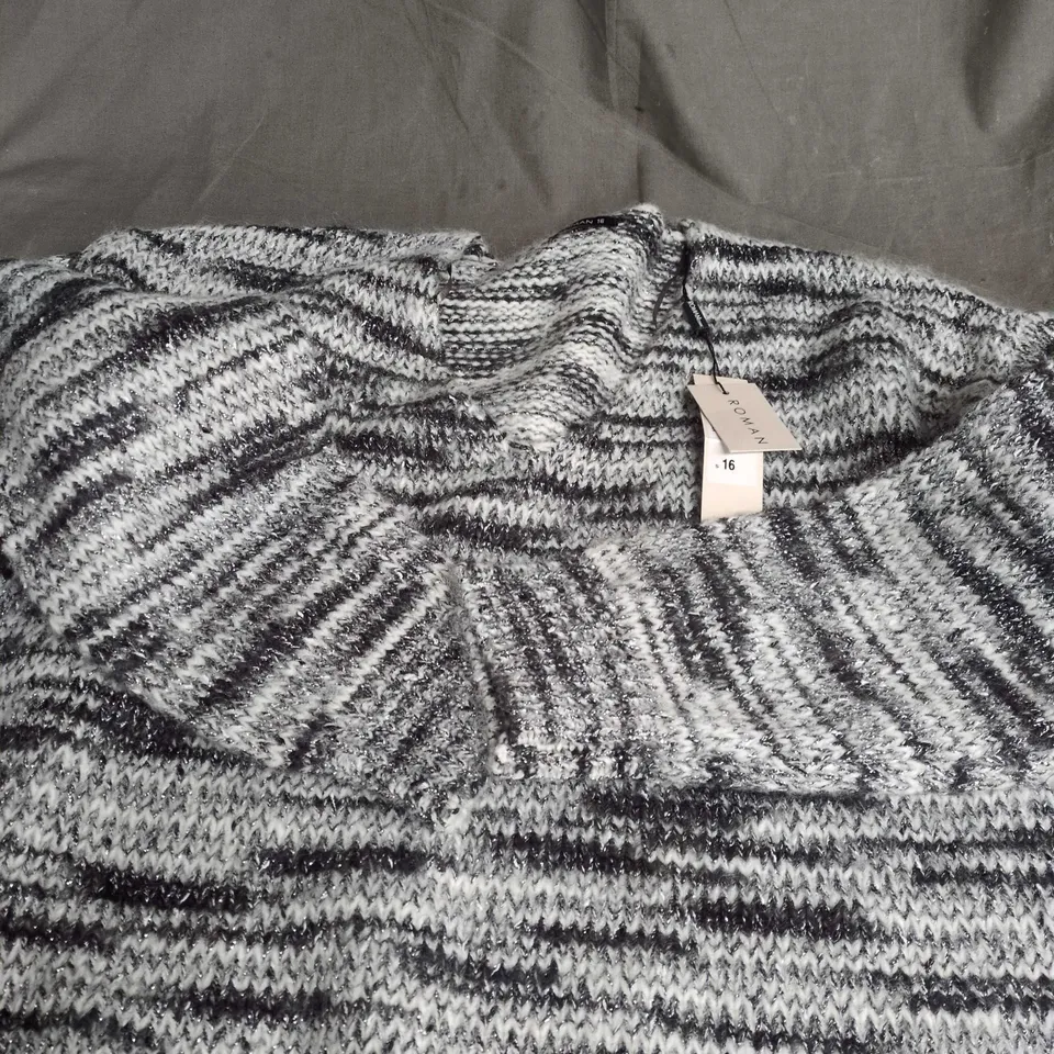 ROMAN LUREX V-NECK KNIT TOP - UK SIZE 16