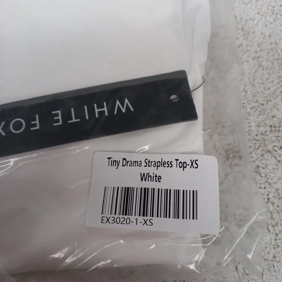 WHITE FOX TINY DRAMA STRAPLESS TOP - XS WHITE (UK6)