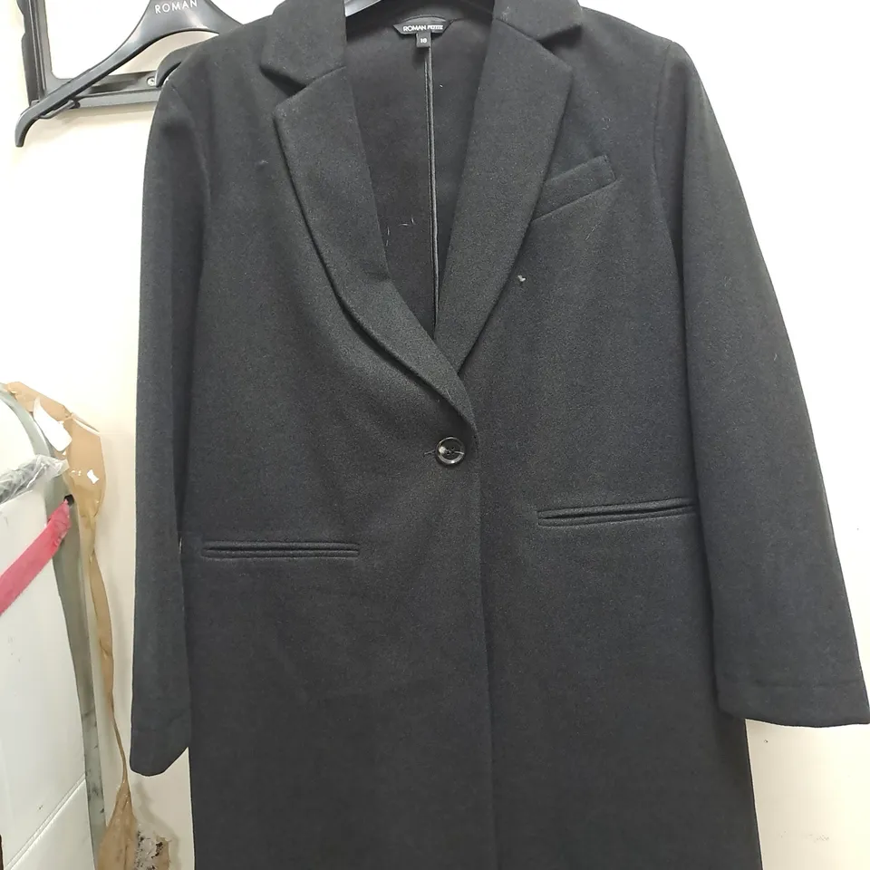 ROMAN BLACK WOOLLY TRENCH COAT SIZE 18