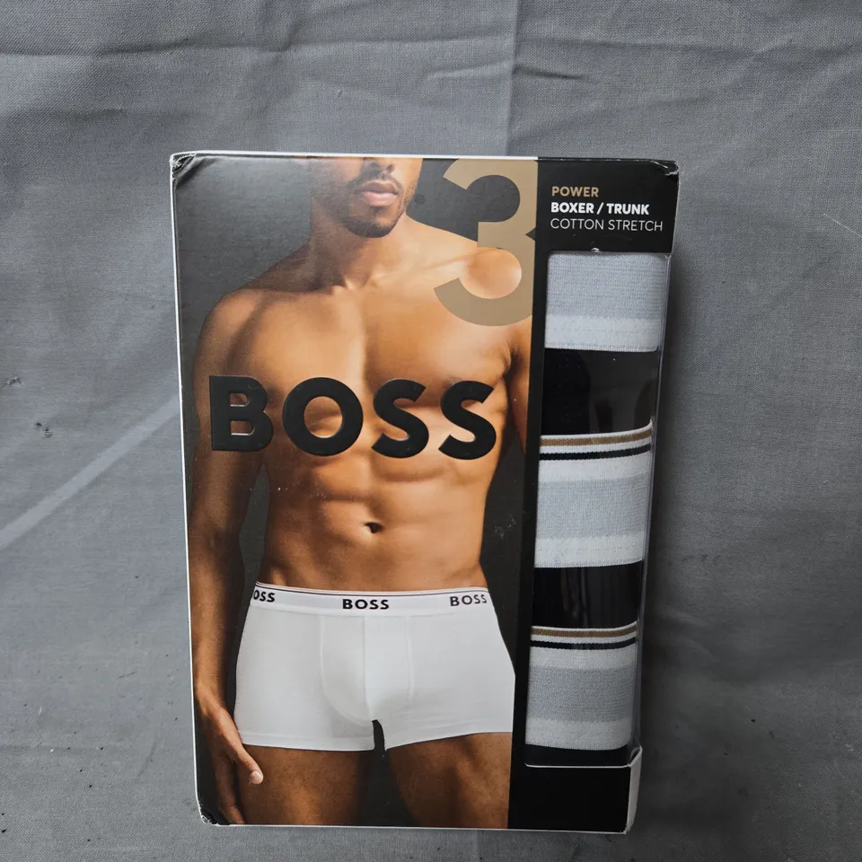 HUGO BOSS POWER BOXER/TRUNK – WHITE COTTON-STRETCH, BOXED - SIZE XL