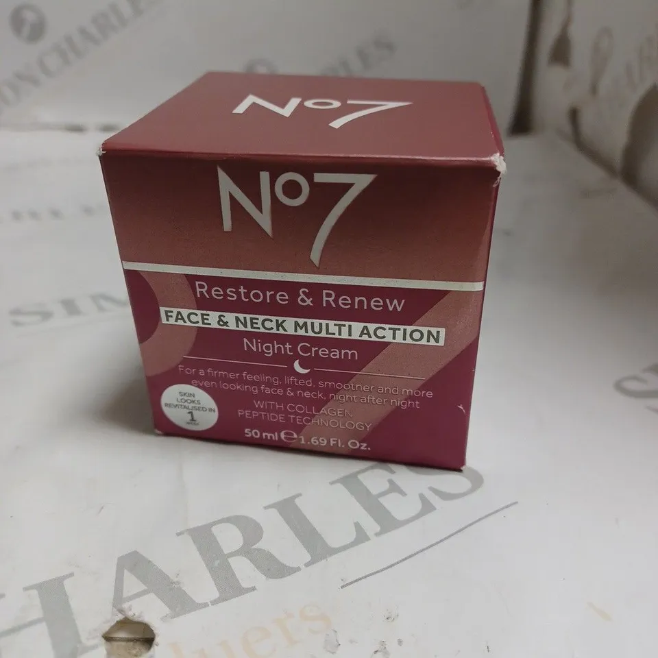 NO 7 RESTORE & RENEW FACE & NECK MULTI ACTION NIGHT CREAM