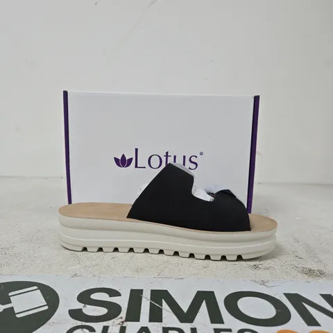 LOTUS WOMEN'S PLATFORM SANDALS – BLACK STRAPS, BEIGE SOLE EU 41