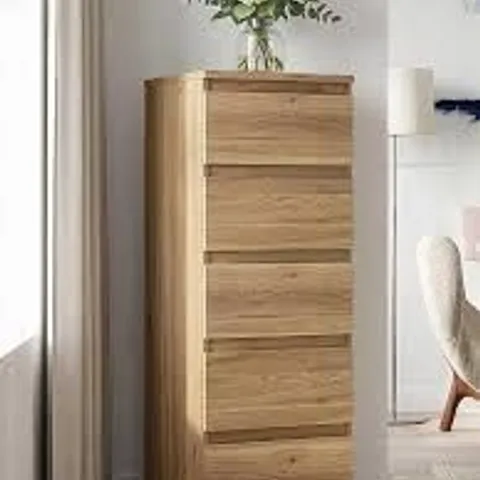 BOXED LISSON NARROW CHEST OF 5 DRAWERS - NEW OAK (1 BOX)
