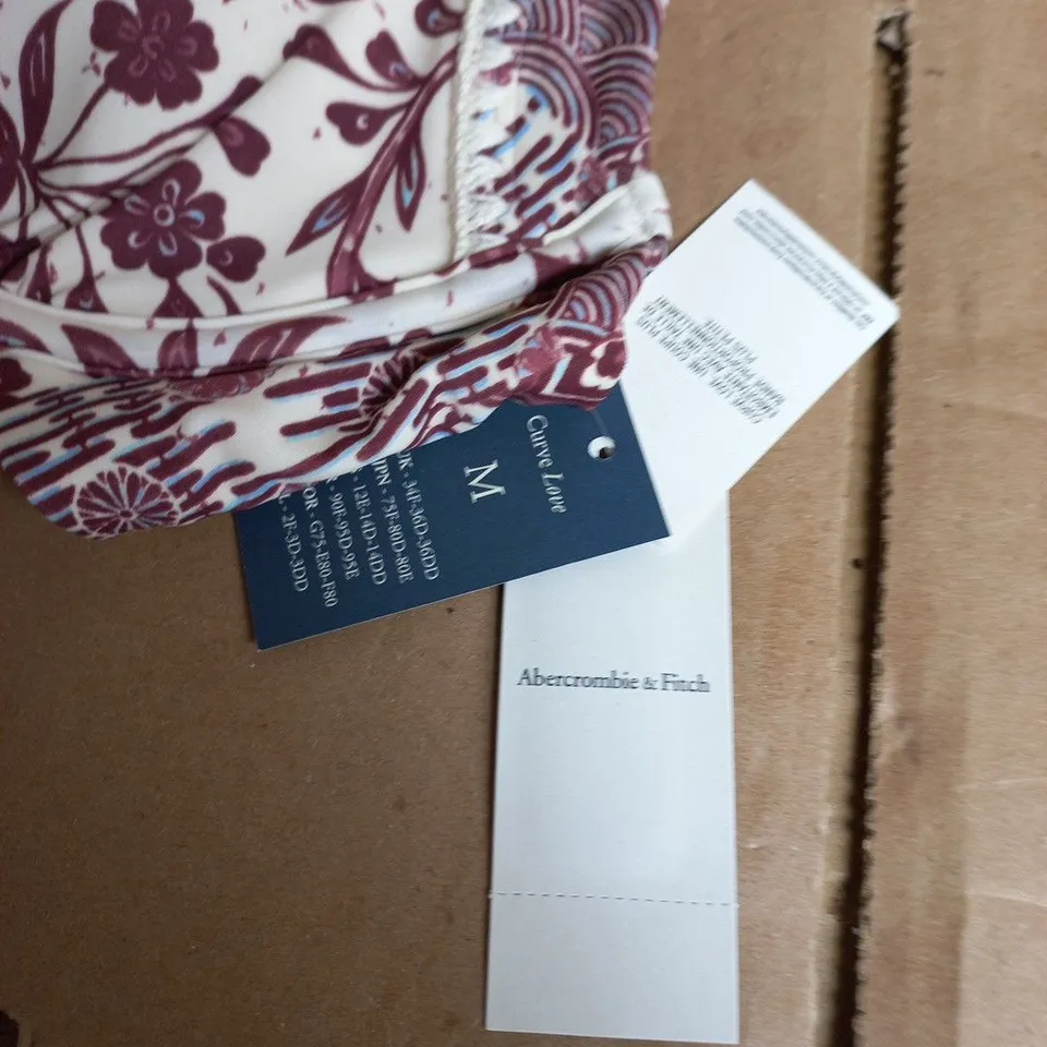 ABERCROMBIE & FITCH CURVE LOVE BIKINI TOP – FLORAL PRINT, WHITE, SIZE M