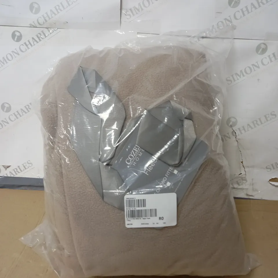 COZEE HOME SET OF 2 FLEECE FITTED SHEETS SUPERKING SIZE TAUPE