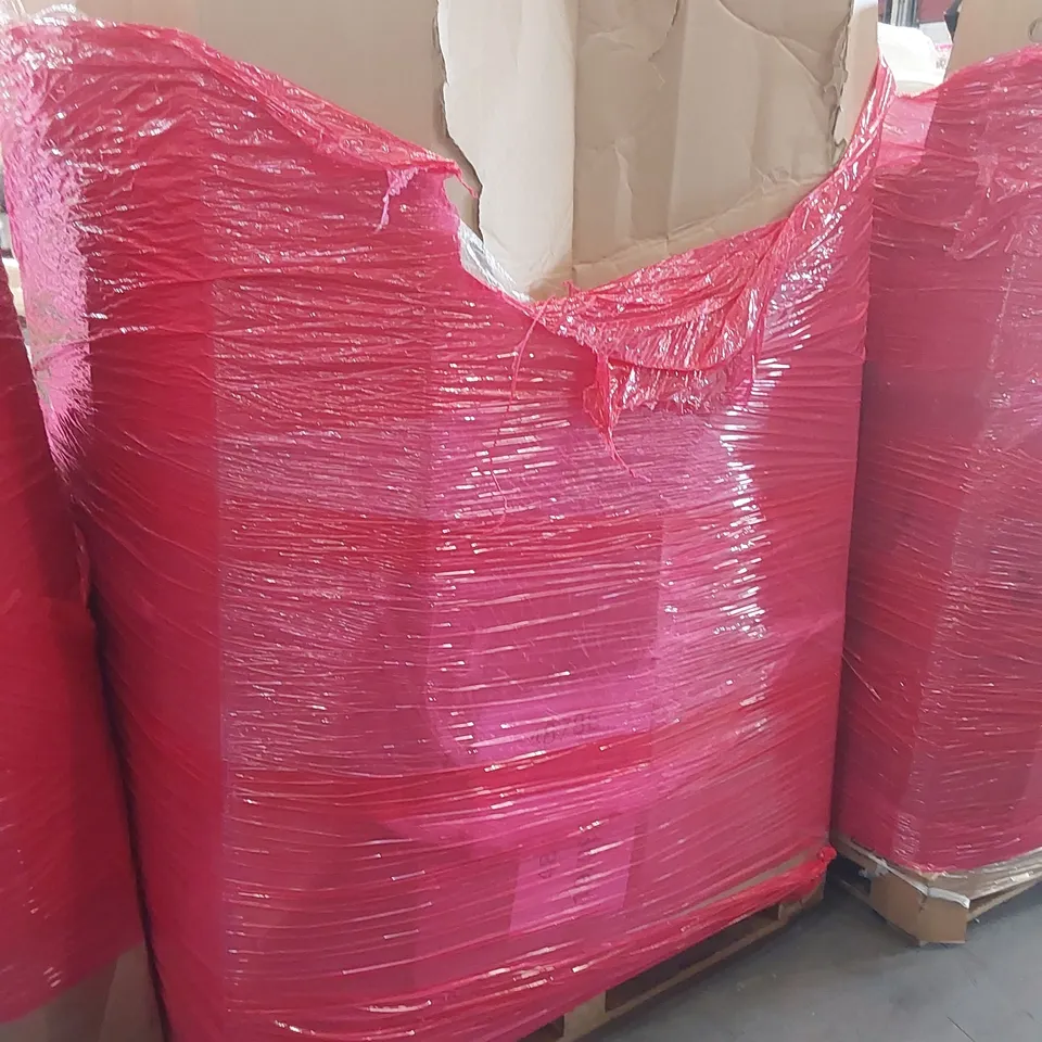 PALLET OF ASSORTED ITEMS INCLUDING DOUBLE AIR FRYER, TOILET SEAT, MOBILE TV STAND, RETRACTABLE BABY GATE