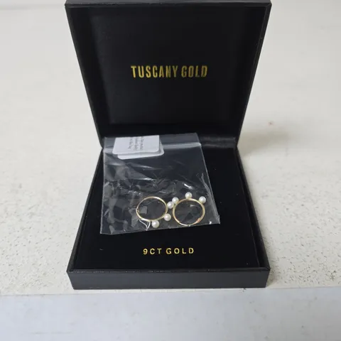 TUSCANY GOLD 9CT GOLD PEARL HOOP EARRINGS – BOXED
