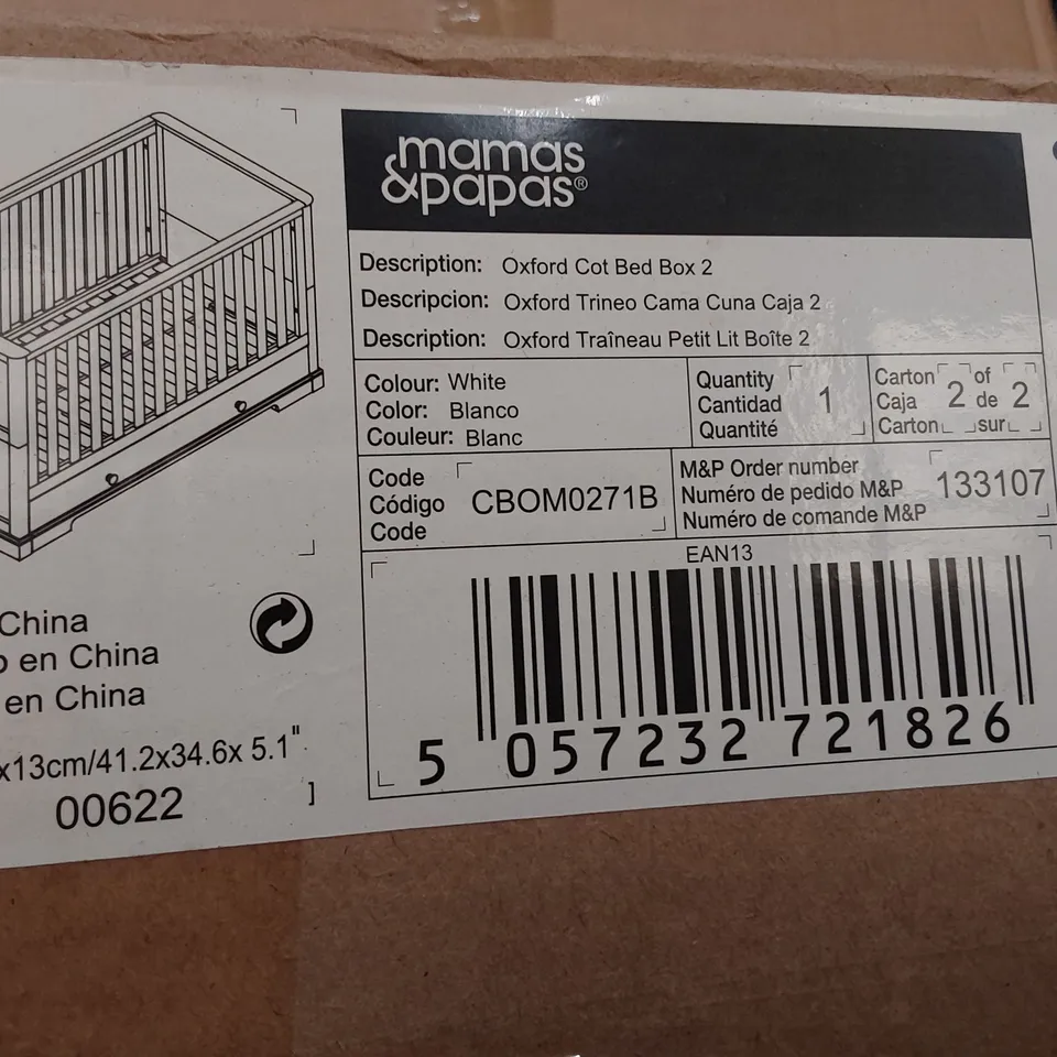 BOXED MAMAS & PAPAS OXFORD COT BED WHITE BOX 2 ONLY