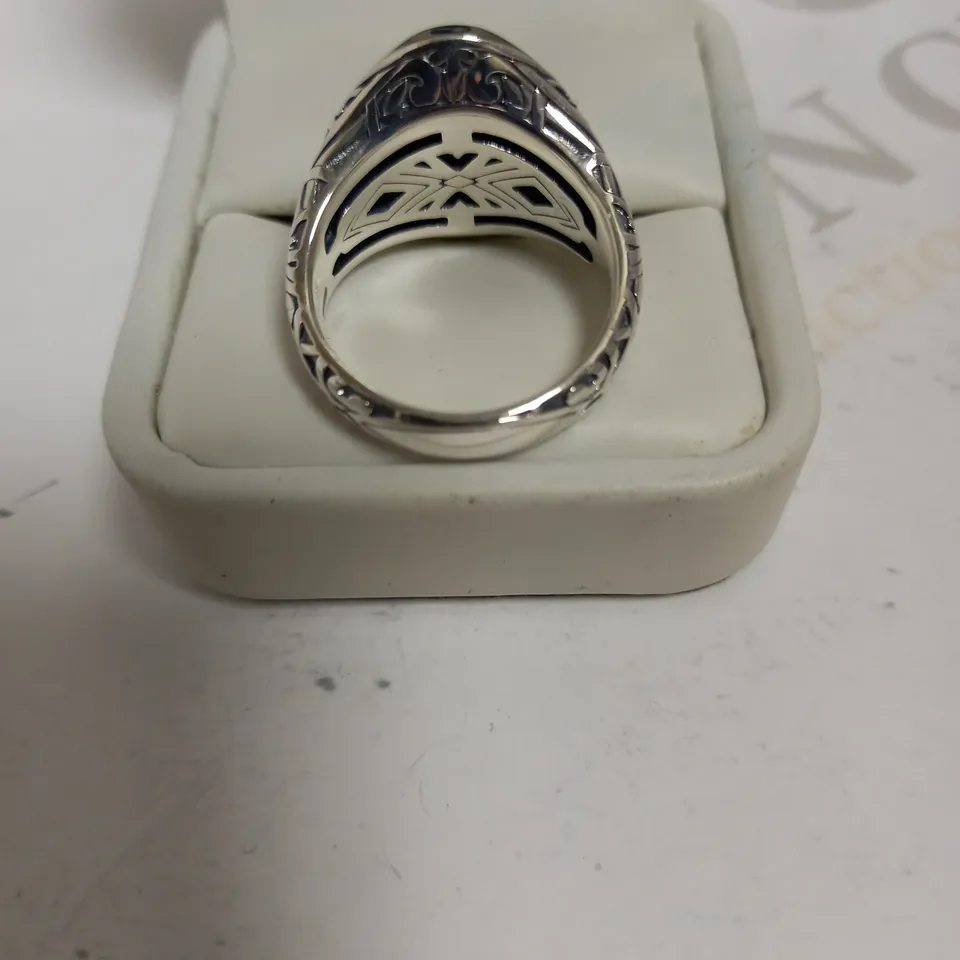 BOXED SILVER THOMAS SABO RING WITH BLACKENED STONE