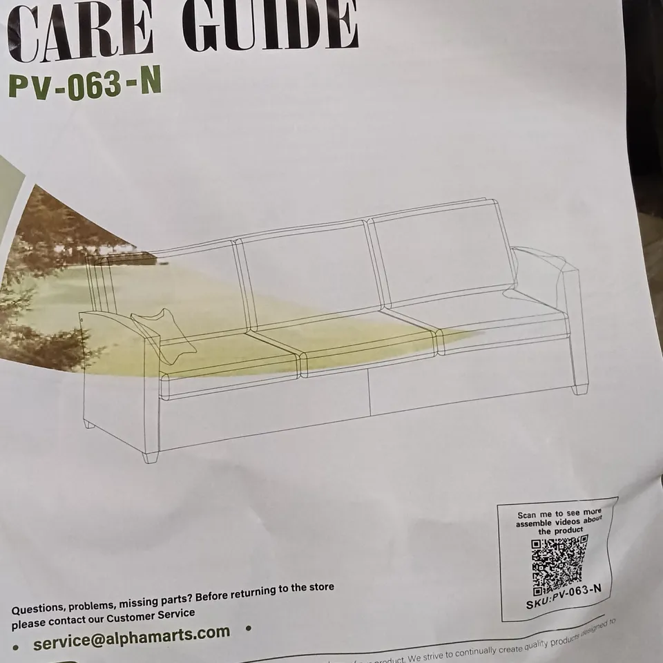 BOXED RATTAN 3 PERSON SOFA - BROWN/GREY (1 BOX)