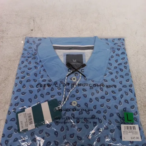 CREW CLOTHING MINI FOULARD PRINT POLO – BLUES, KIDS' POLO SHIRT (SIZE L)