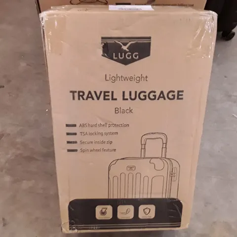 BOXED LUGG JET LIGHT WEIGHT TRAVEL LUGGAGE SUITCASE- BLACK