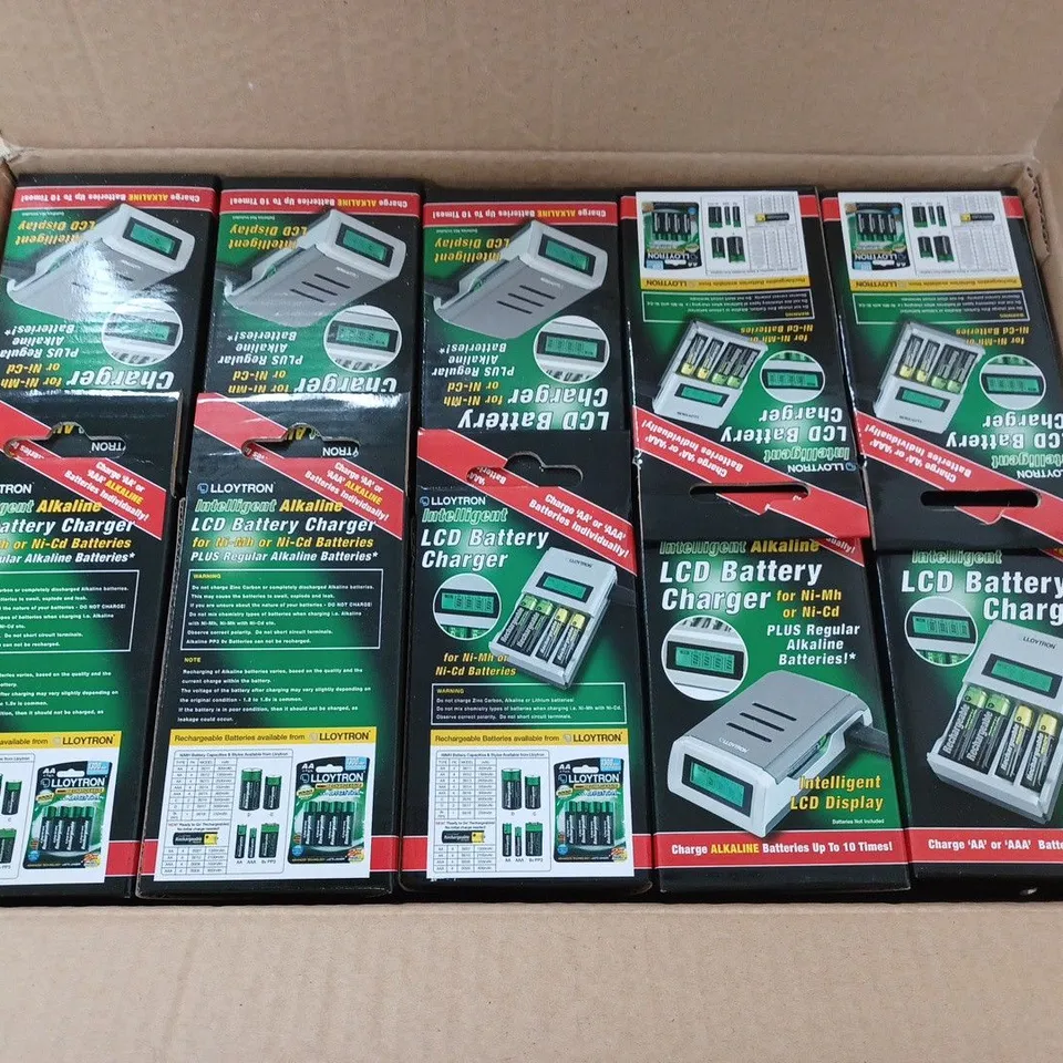 LOT OF 10 LLOYTRON INTELLIGENT LCD BATTERY CHARGERS