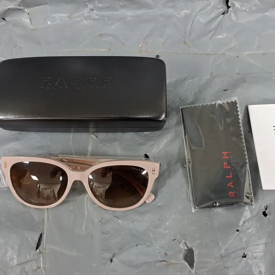 RALPH LAUREN OVAL ACETATE SUNGLASSES - BEIGE 