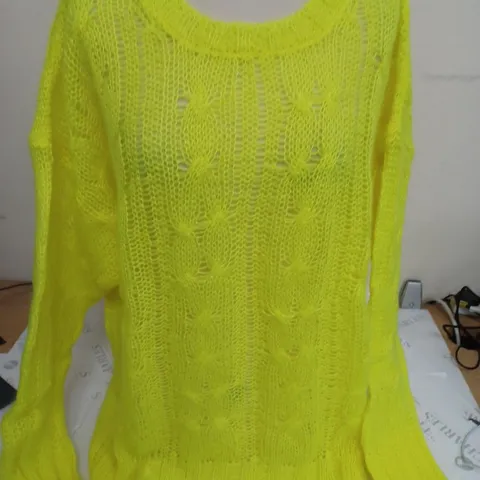 ANTHROPOLOGIE OB STITCHY NEON MOHAIR YELLOW JUMPER - XL