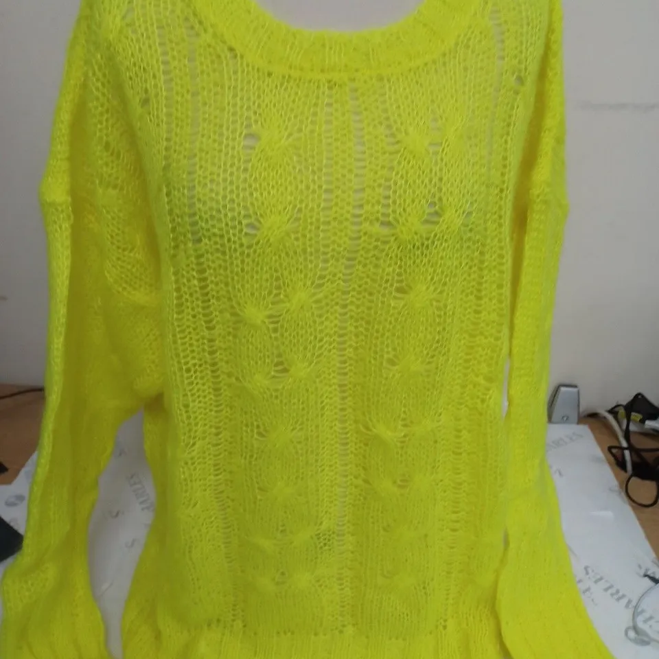 ANTHROPOLOGIE OB STITCHY NEON MOHAIR YELLOW JUMPER - XL