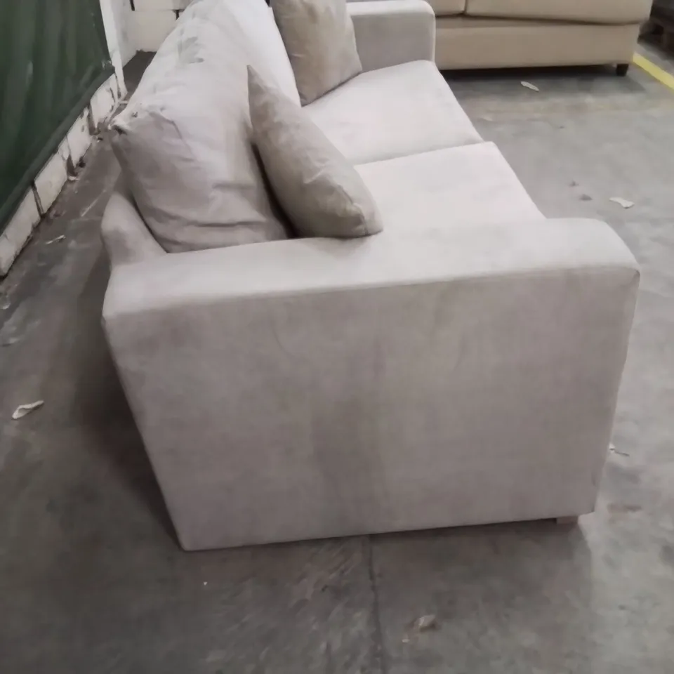 QUALITY DESIGNER 3 SEATER GREY FABRIC UPHOLSTERED SOFA