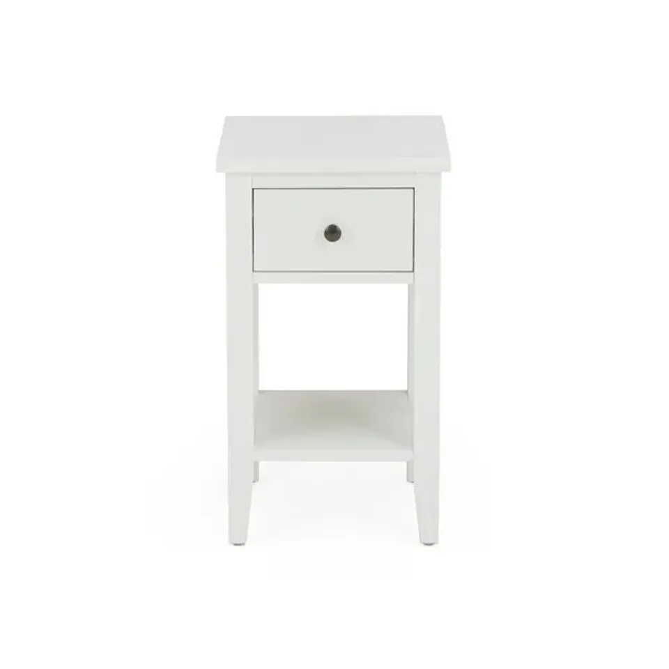 BOXED LYNTON 1 DRAWER COMPACT BEDSIDE TABLE - WHITE