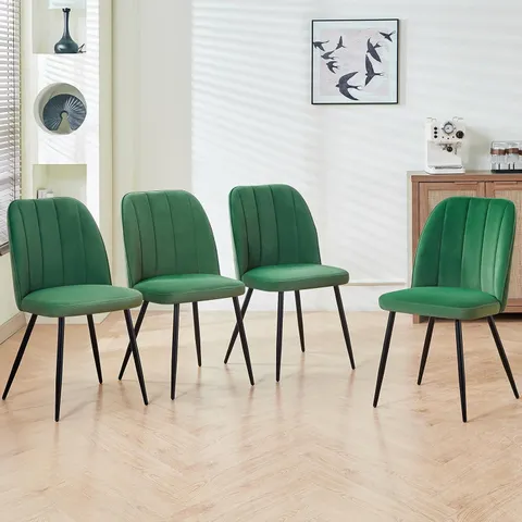 BOXED AINPECCA SET OF 2 VELVET DINING CHAIR WITH ERGNOMIC BACKREST - GREEN (1 BOX)