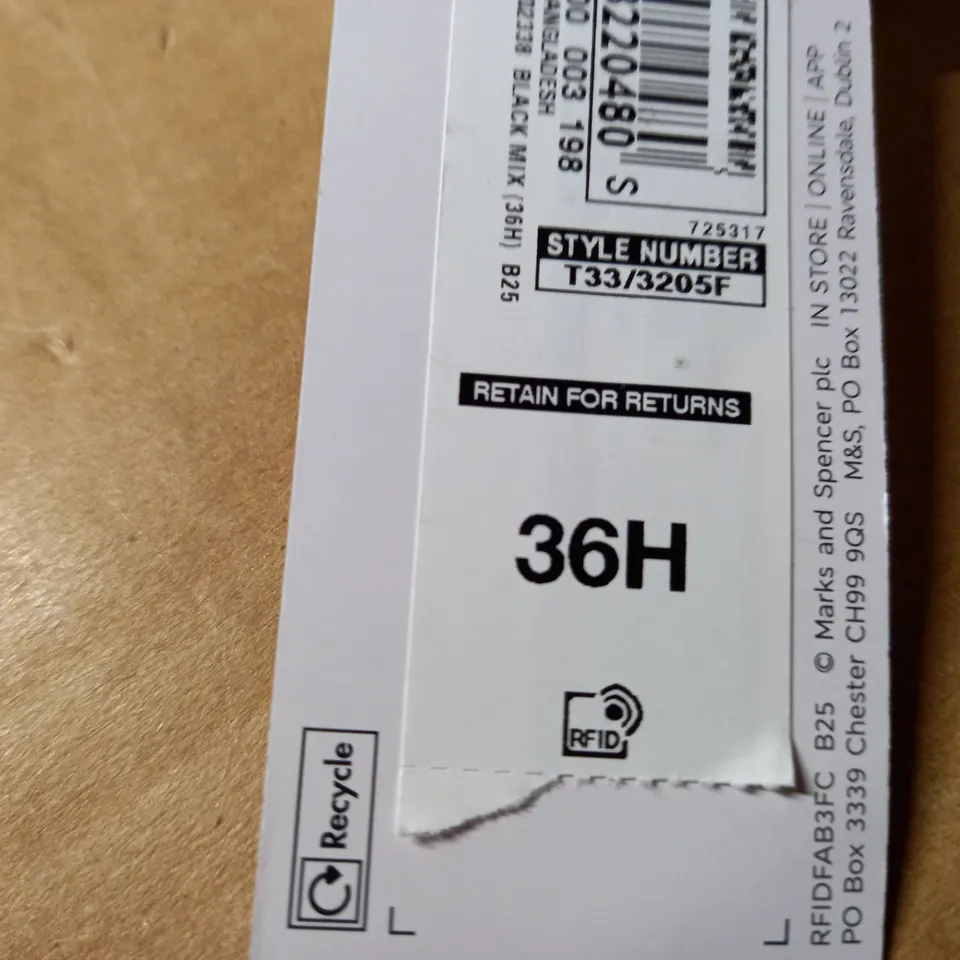 PACK OF 3 M&S FULL CUP BRAS - BLACK/WHITE/CREAM SIZE 36H