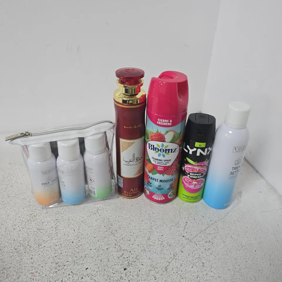 APPROXIMATELY 15 ASSORTED AEROSOLS TO INCLUDE BLOOMZ FOAMING SPRAY, VODUZ TREND SETTER, LYNX EPIC FRESH, ETC - COLLECTION ONLY
