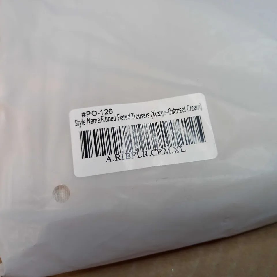 PACKAGED LOUNGE OATMEAL RIBBED FLARED TROUSERS - XL