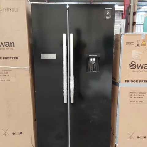 HISENSE RS741N4WBE NON-PLUMBED TOTAL NO FROST AMERICAN FRIDGE FREEZER - BLACK - E RATED