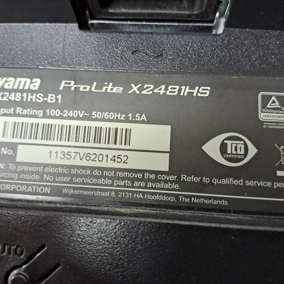 IIYAMA PRO LIFE MONITOR MODEL X2481HS-B1 SERIAL #11357V6201452