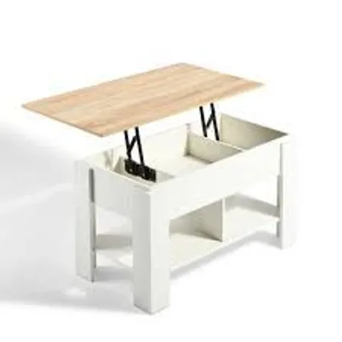 BOXED MODERN LIFT-TOP TABLE, PARTICLE BOARD, SPACE-SAVING - ELOT WHITE OAK 