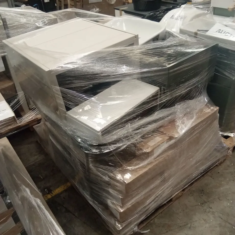 PALLET OF ASSORTED DESIGNER BATHROOM VANITY UNITS AND BASINS