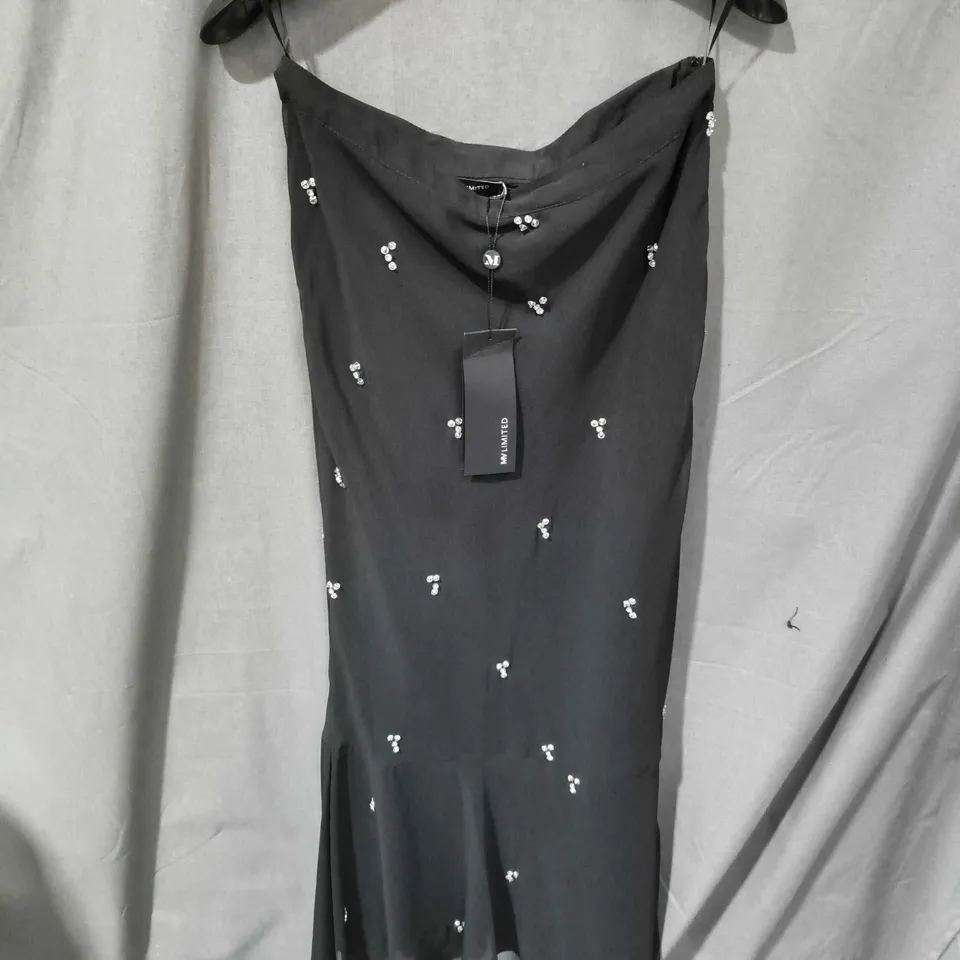 MINT VELVET BLACK EMBELLISHED MAXI SKIRT IN BLACK - UK 12