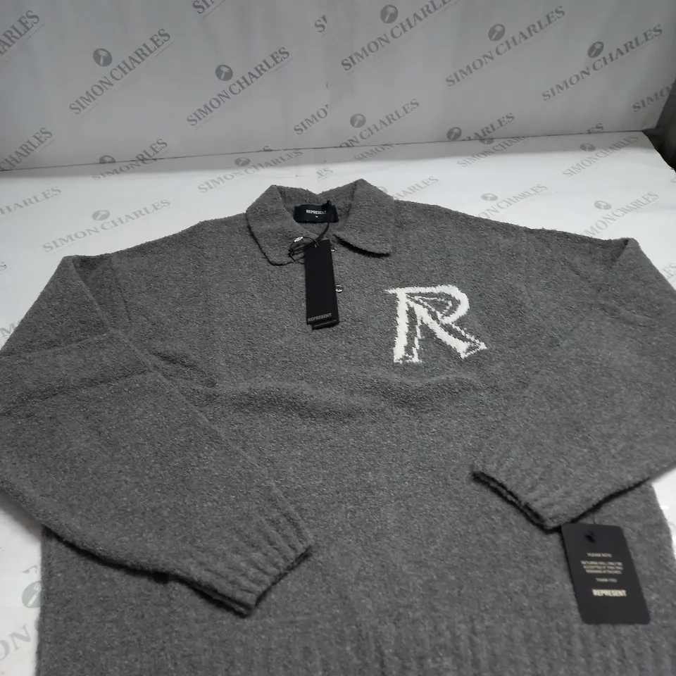 REPRESENT INITIAL BOUCLE POLO CARDIGAN SIZE M