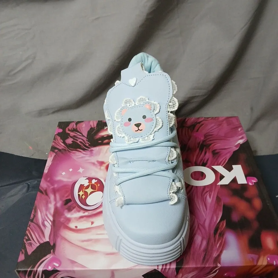 KOI FANCIFUL FREDDO BEAR RUFFLE TRAINERS BLUE BOXED SIZE 40