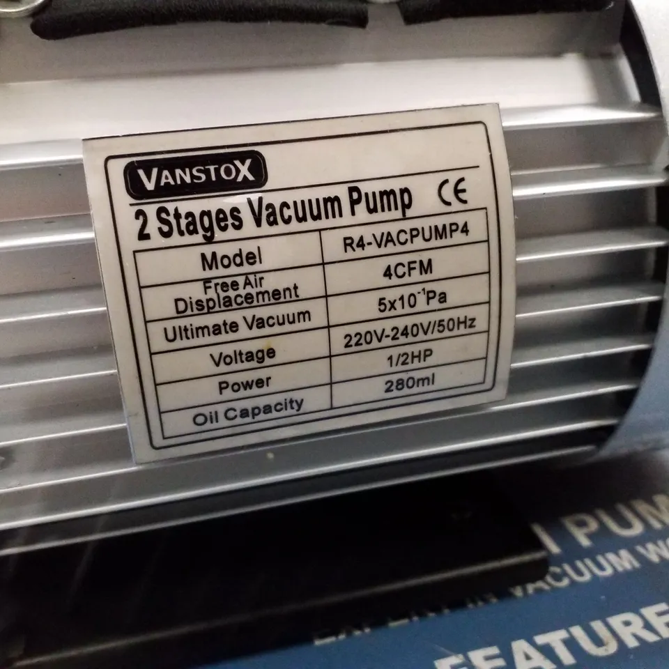 BOXED VANSTOX R4-VACPUMP4 2 STAGE VACUUM PUMP 