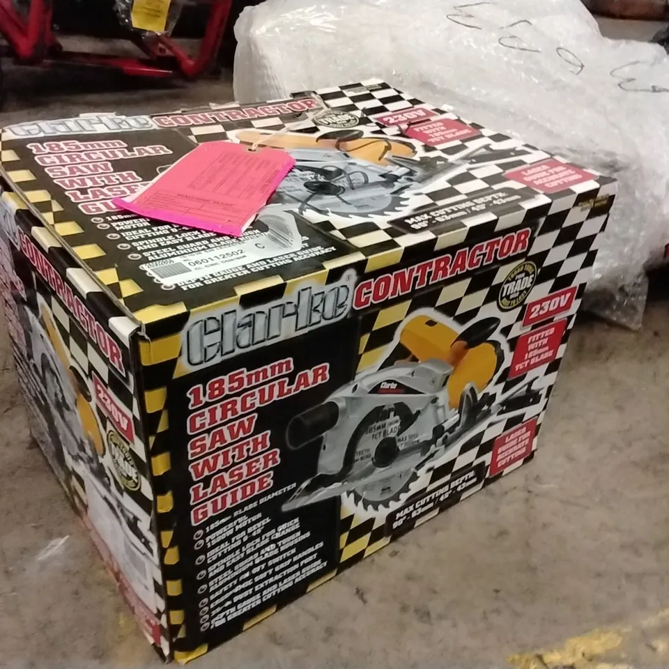 BOXED CLARKE CONTRACTOR CON185B 185MM CIRCULAR SAW WITH LASER GUIDE (230V)